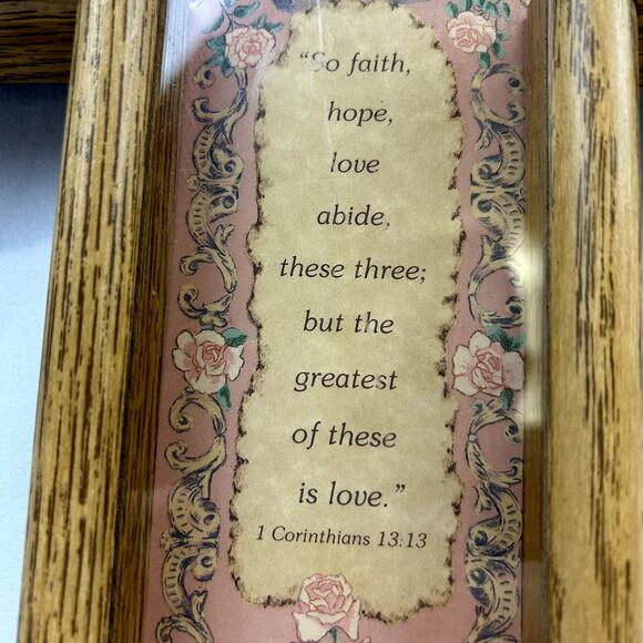 Abbey Press CROSS wood frame 3-D Faith Hope Love Made in USA 12 x 9" - Picture 5 of 11